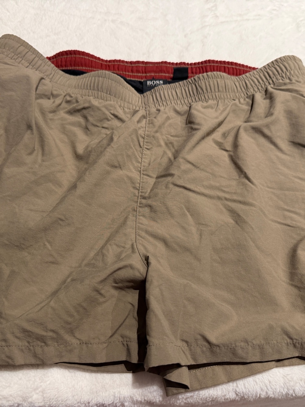 Khaki Casual Shorts with Red Waistband Hugo Boss size M